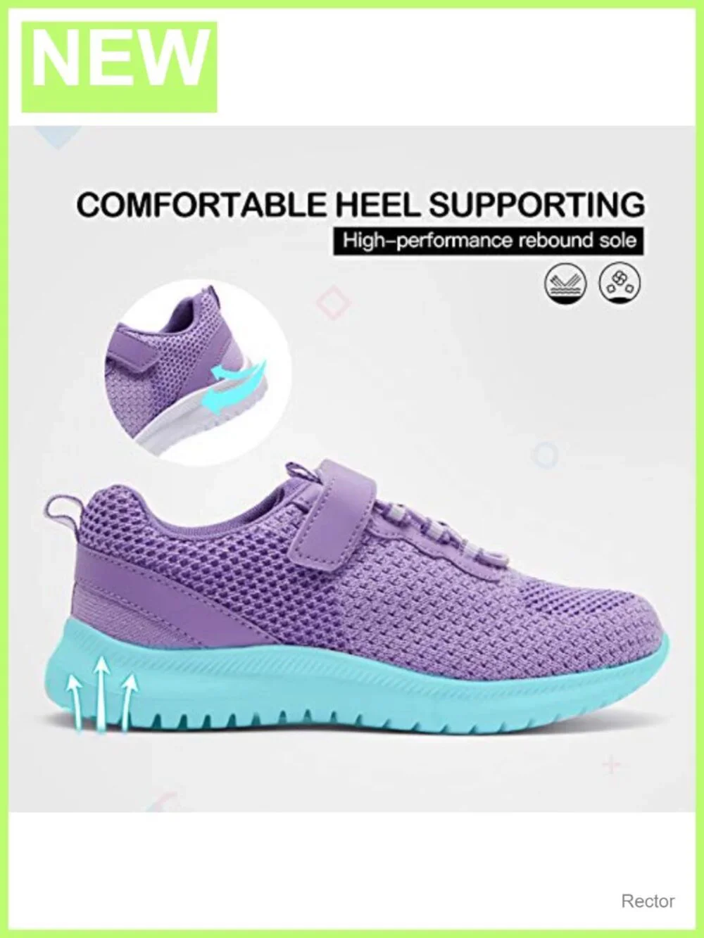Kids Lightweight Knit Sneakers Hook and Loop Tennis Running Shoes